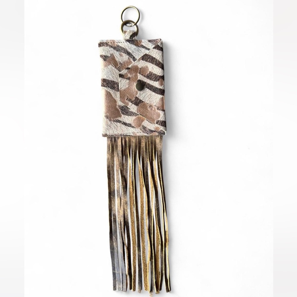Animal Print Fringe Keychain